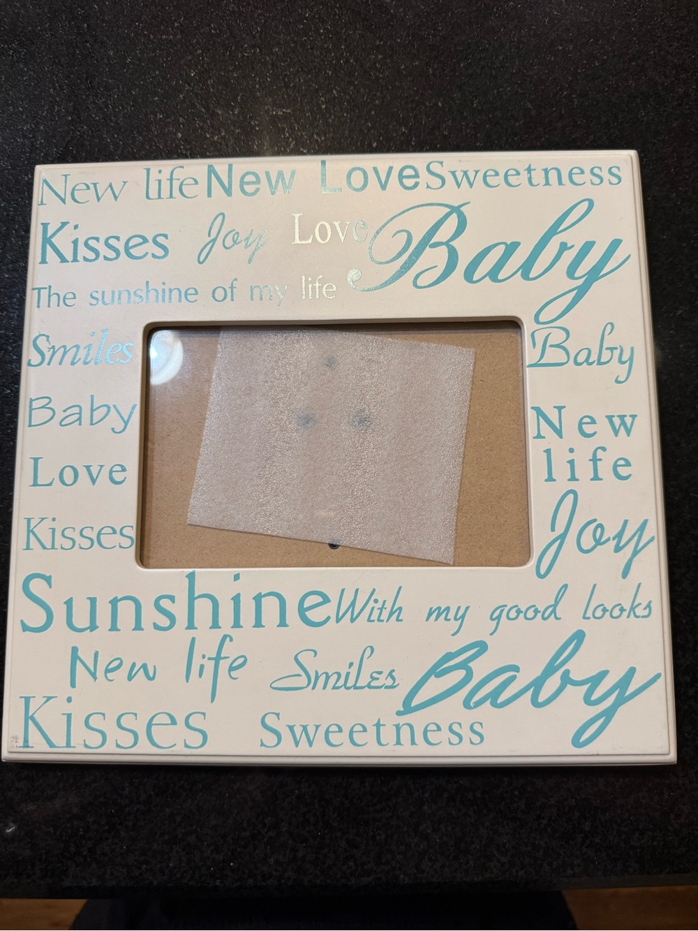 Baby Word Art Photo Frame in Light Blue and White